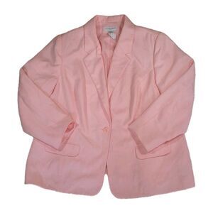 ​Sag Harbor Woman Pink Blazer Jacket Plus Size 22W Solid 1 Button Lined Career
